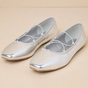 Lainny Silver Strappy Ballet Flats/NIB/Size 8